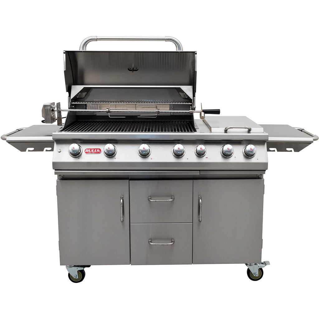 Gassgrill 7 Burner Premium 4+2 brennere med bakbrenner - BULL bakside