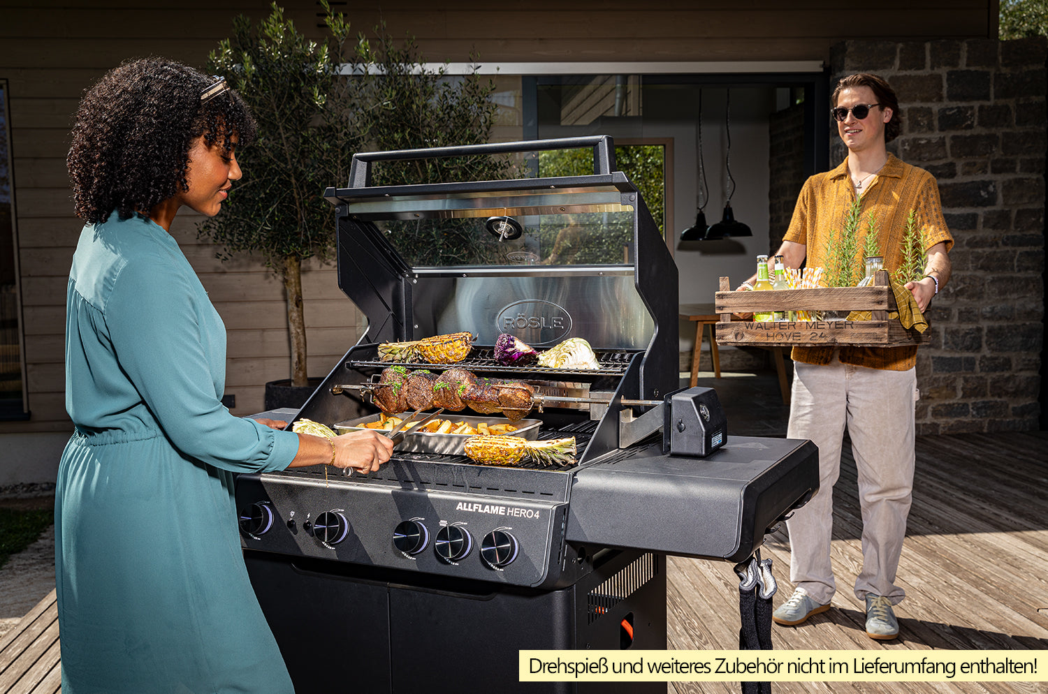 Gassgrill Allflame Hero 4 med 4 brennere og bakbrenner bakside