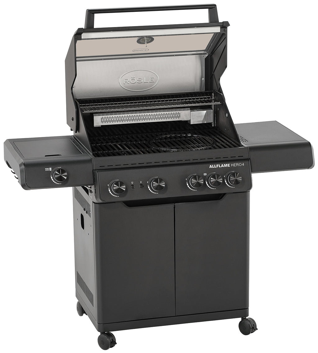 Nærbilde av grillrist på Gassgrill Allflame Hero 4 med 4 brennere og bakbrenner