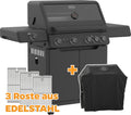 Gassgrill ALLFLAME Hero 4 rustfritt stål rist inkl. grilltrekk forfra