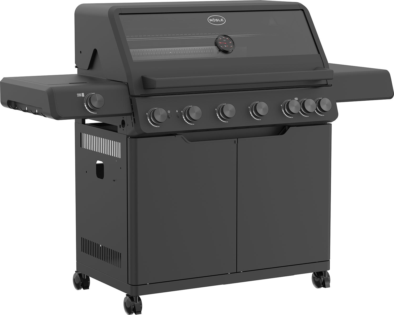 Bakside av Gassgrill Allflame Hero 6 med bakbrenner inkl. grilltrekk