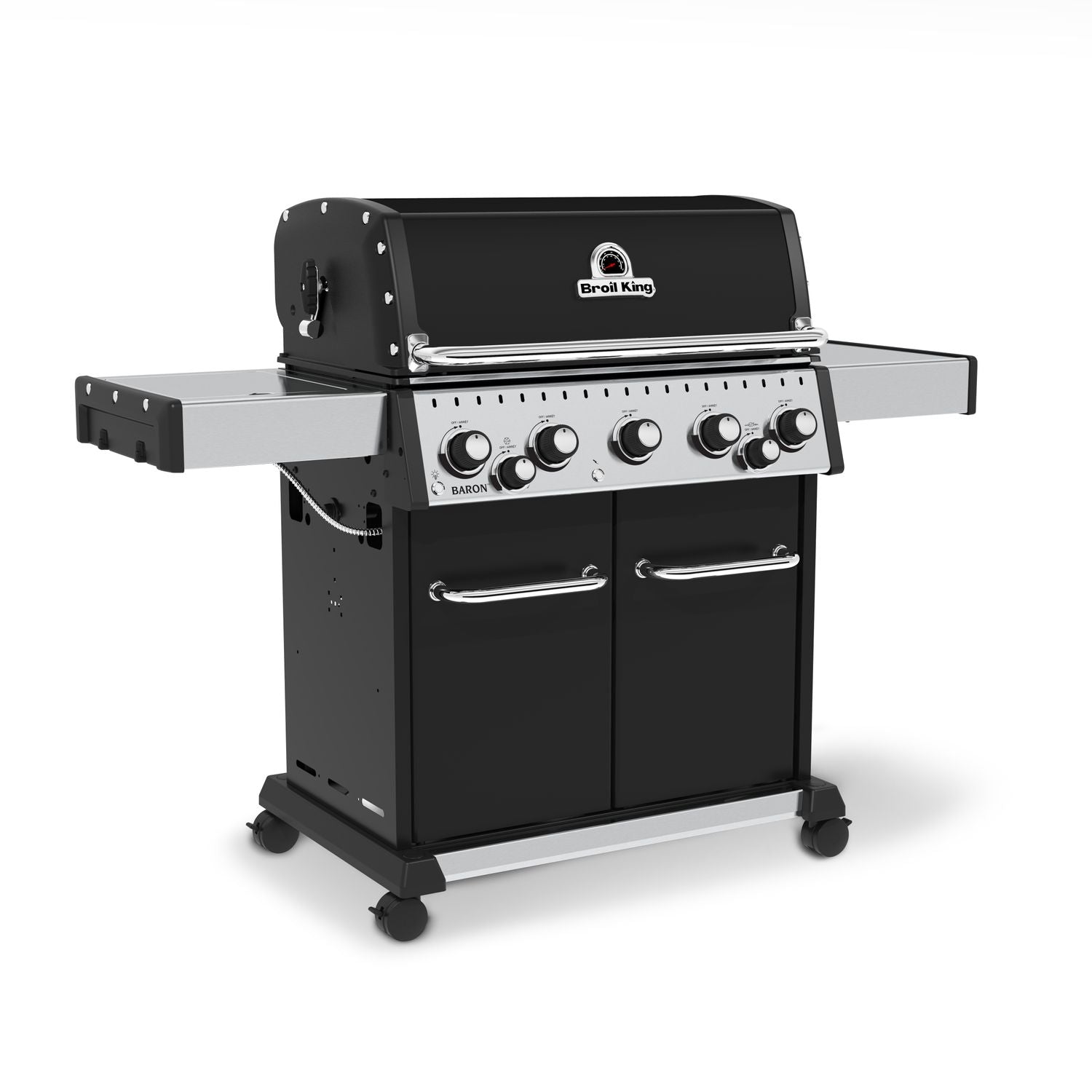 Gassgrill Baron 590 Black bakside med åpnet skap