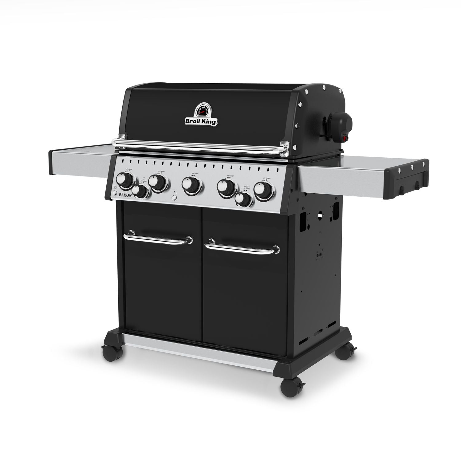 Nærbilde av emaljerte støpejernsrister på Gassgrill Baron 590 Black