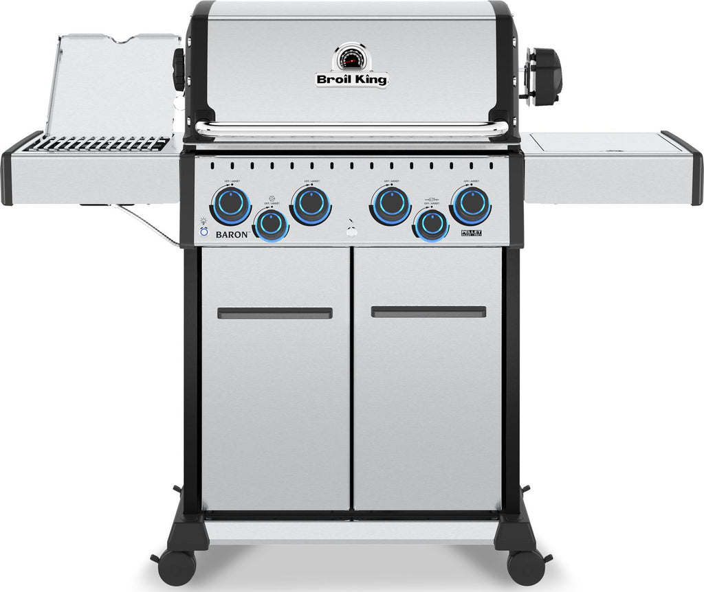 Gassgrill Baron S 490 IRX 4 brennere med dreiespidd - Broil King forfra