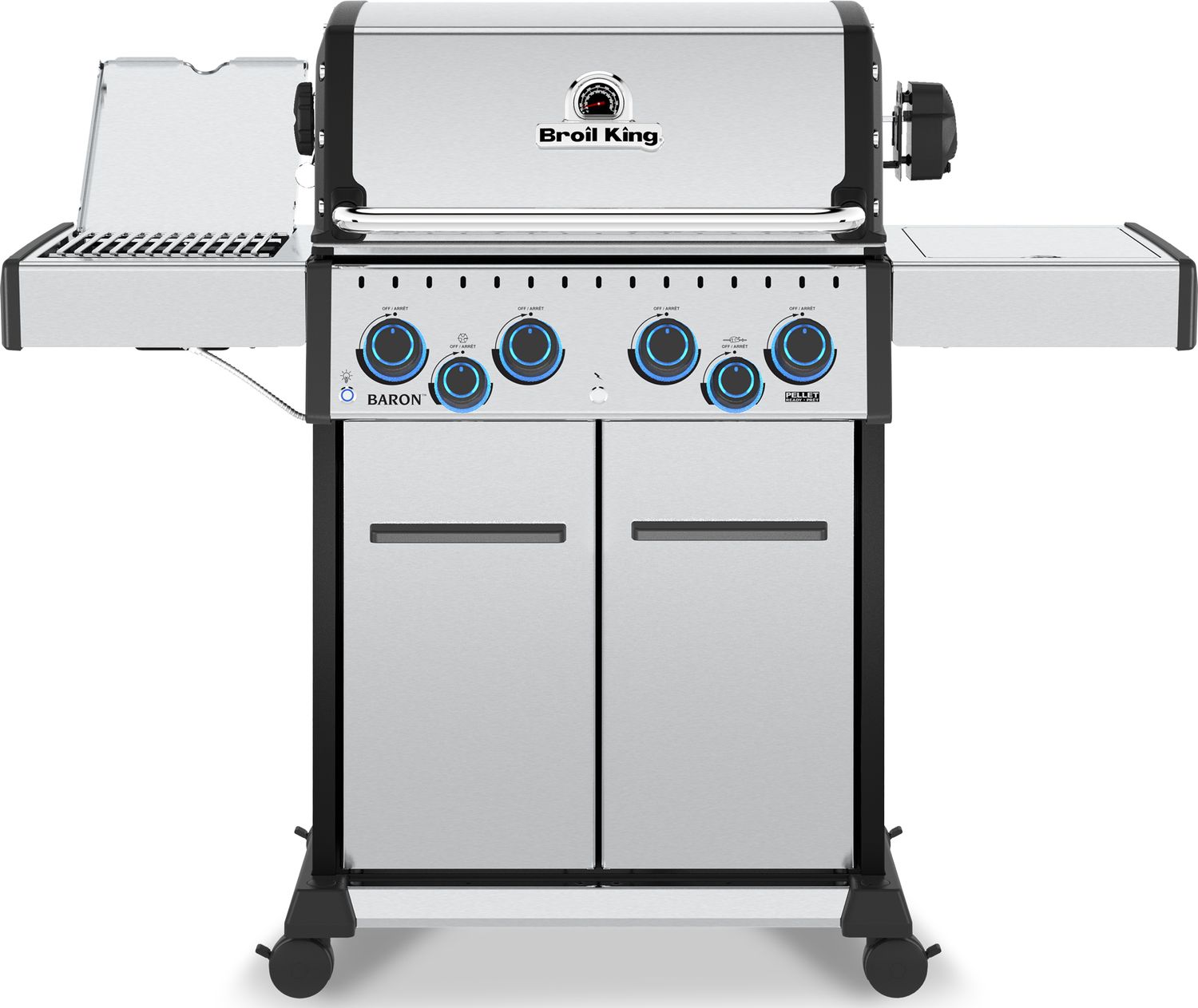 Gassgrill Baron S 490 IRX 4 brennere med dreiespidd - Broil King forfra
