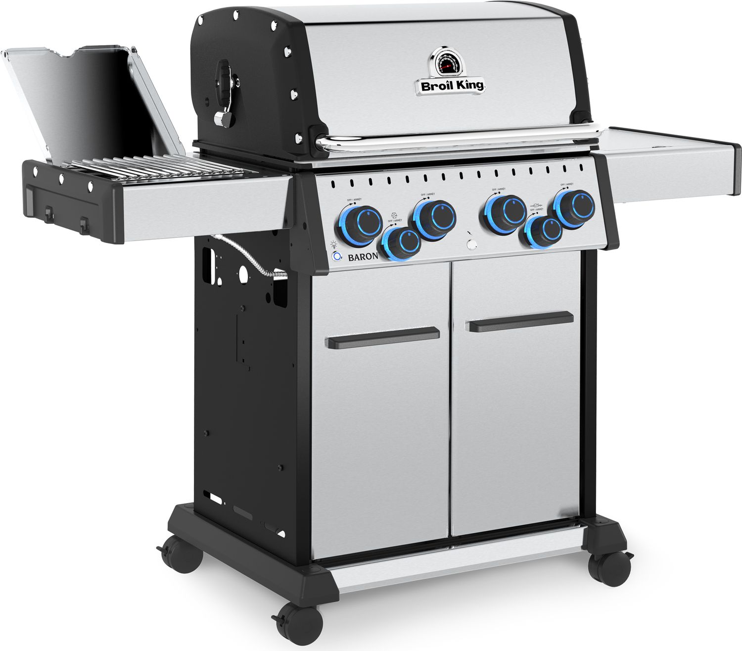 Detalj av kontrollpanel på Gassgrill Baron S 490 IRX 4 brennere med dreiespidd - Broil King