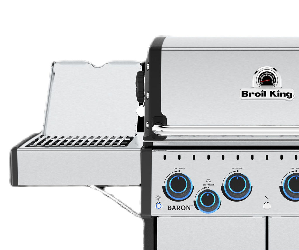 Sidebrenner og wok på Gassgrill Baron S 490 IRX 4 brennere med dreiespidd - Broil King