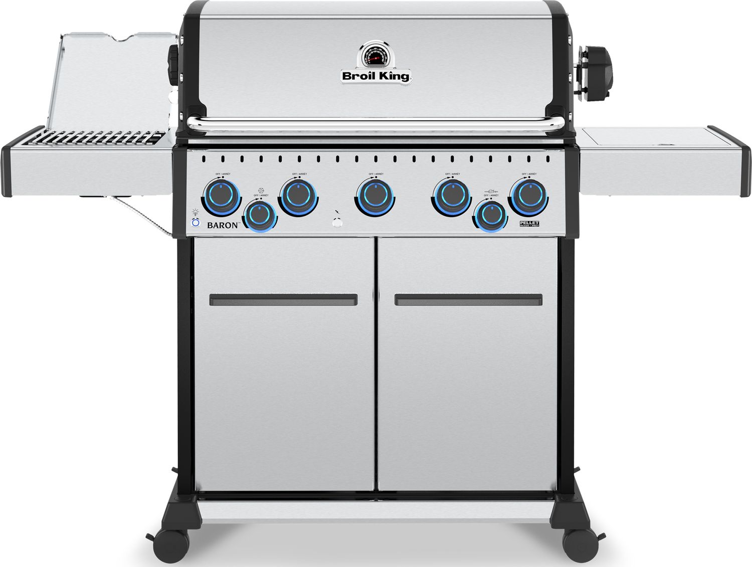 Gassgrill Baron S 590 IRX 5 brennere med dreiespidd Broil King forfra