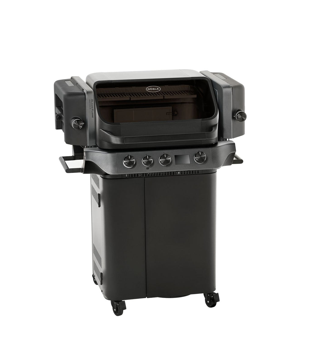 Montert Gassgrill BLAZEFLAME Master 3 med klappbare siderhyller