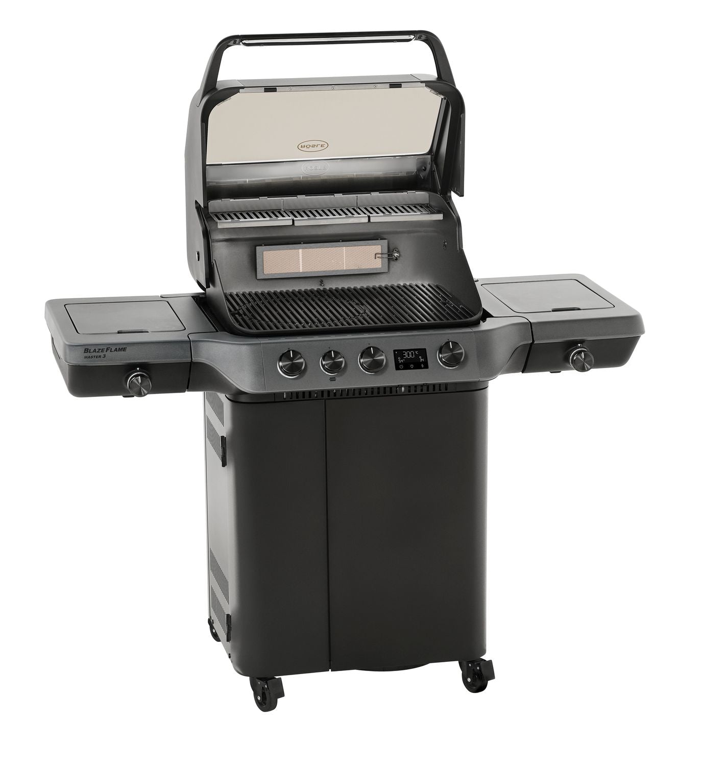 Nærbilde av digitalt grilltermometer på Gassgrill BLAZEFLAME Master 3