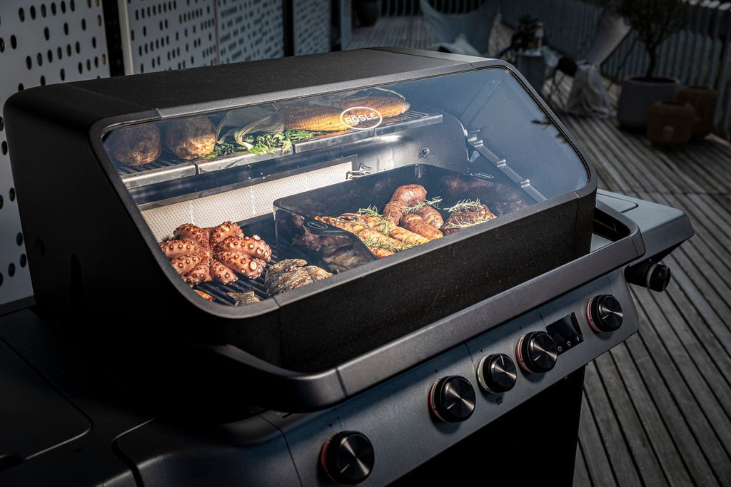 Gassgrill BLAZEFLAME Master 4 med sidebrenner bakside