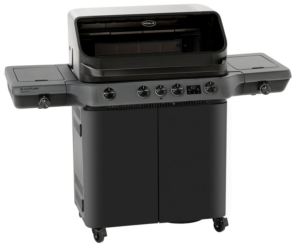 Gassgrill BLAZEFLAME Master 4 med sidebrenner og bakbrenner forfra