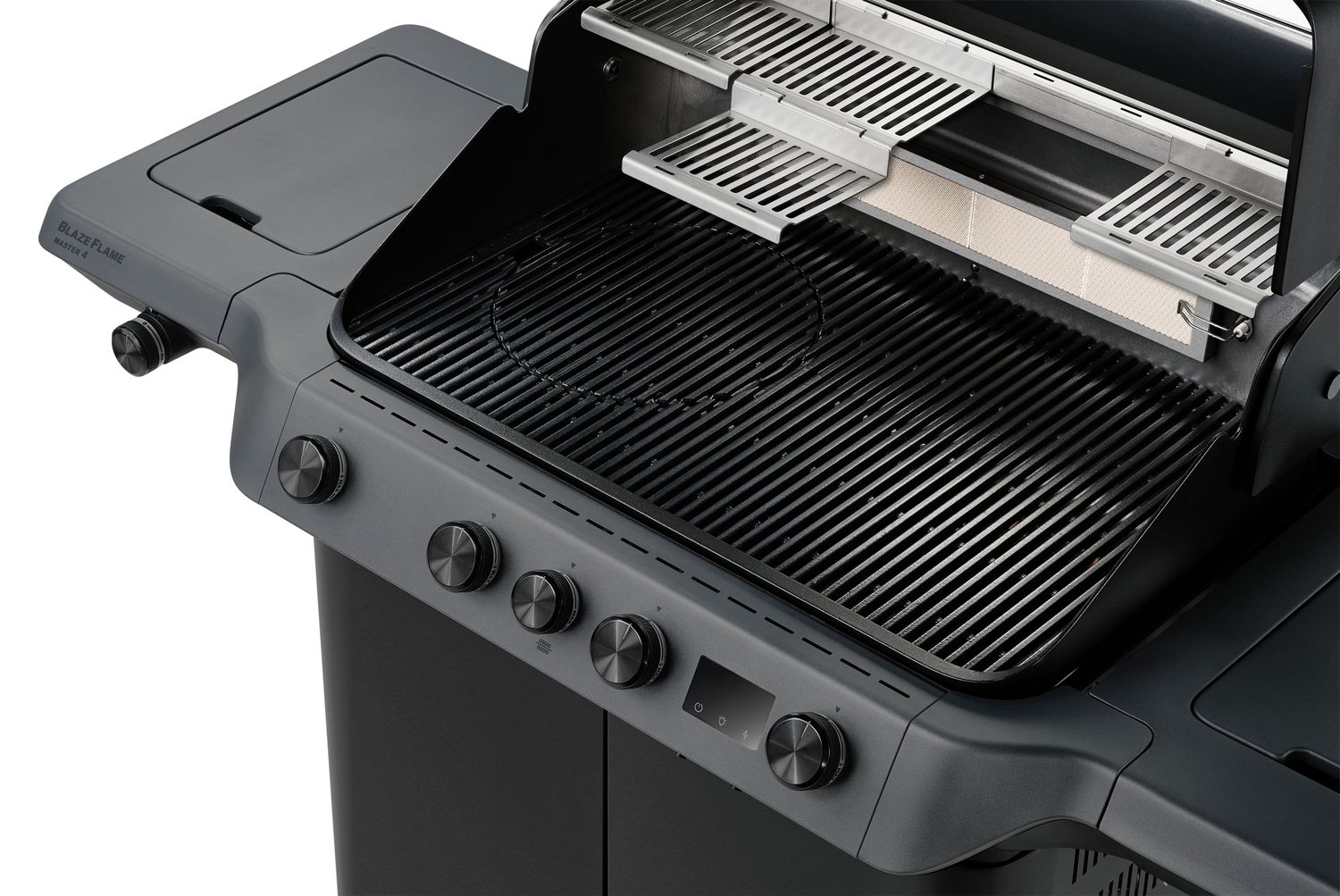 Fettoppsamlingssystem på Gassgrill BLAZEFLAME Master 4 med sidebrenner og bakbrenner