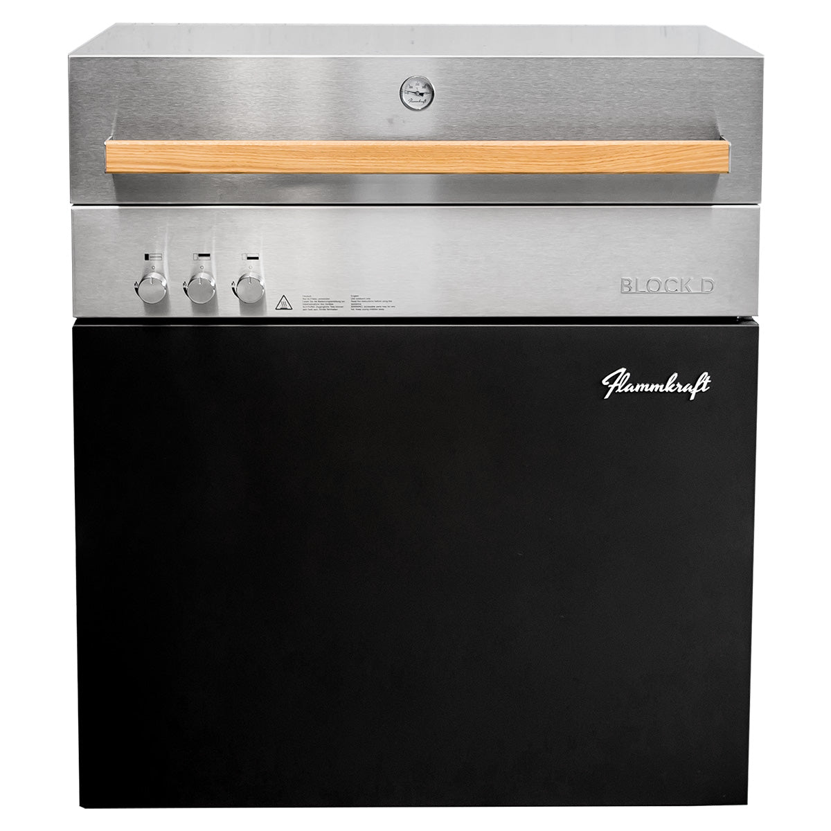 Detalj av rustfritt stål på Gassgrill Block D Gen. 5 svart rustfritt stål 2 brennere