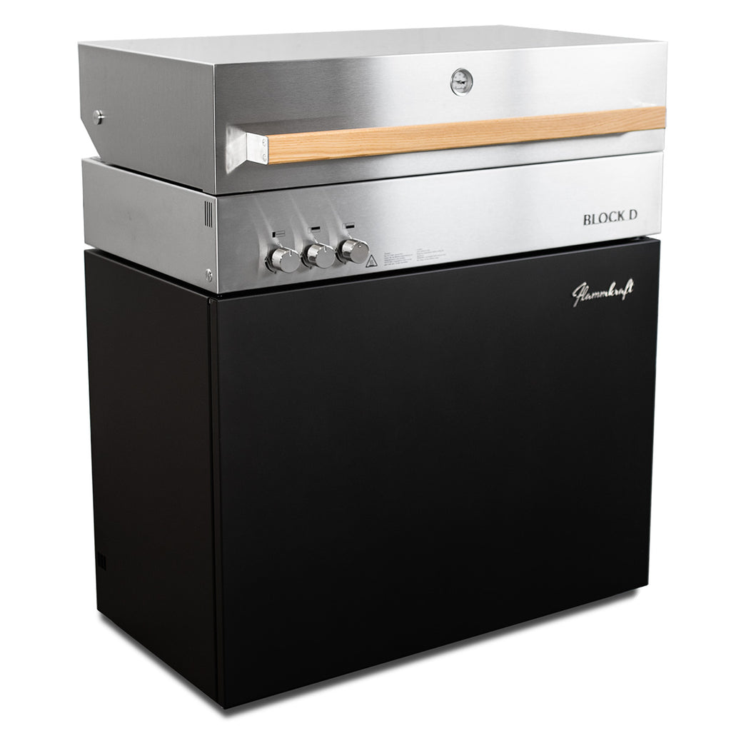 Nærbilde av kontrollpanel på Gassgrill Block D Gen. 5 svart rustfritt stål 2 brennere