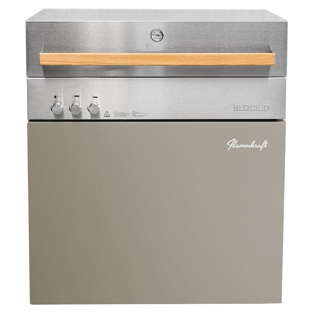 Montert Gassgrill Block D Gen. 5 Taupe rustfritt stål med åpent lokk