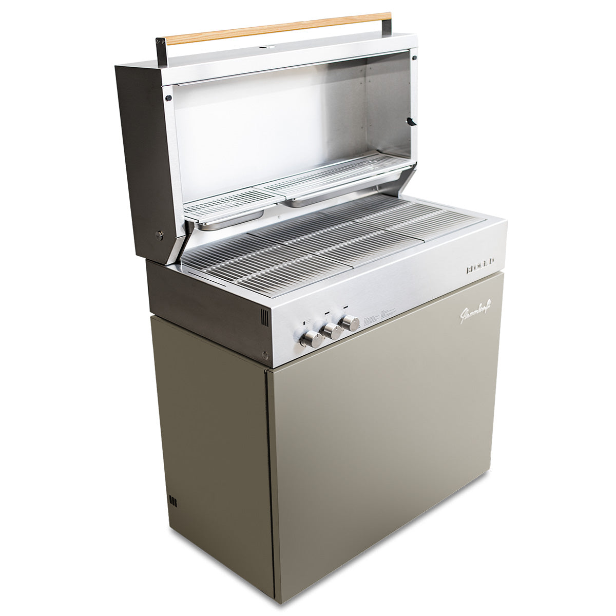 Gassgrill Block D Gen. 5 Taupe rustfritt stål bakside