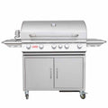 Gassgrill Brahma stasjon 5 brennere rustfritt stål rotisserie forfra