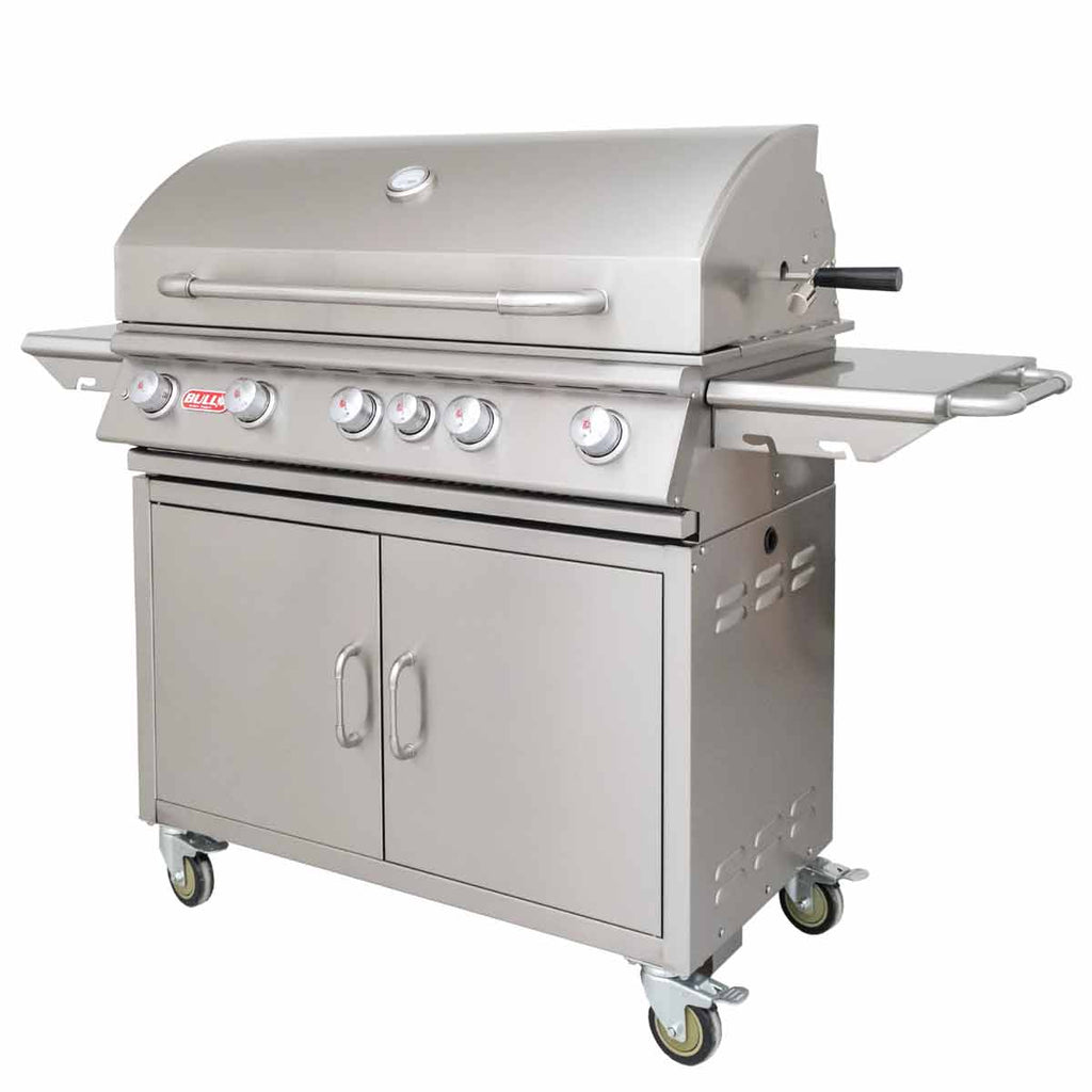Sidebord på Gassgrill Brahma stasjon 5 brennere rustfritt stål rotisserie
