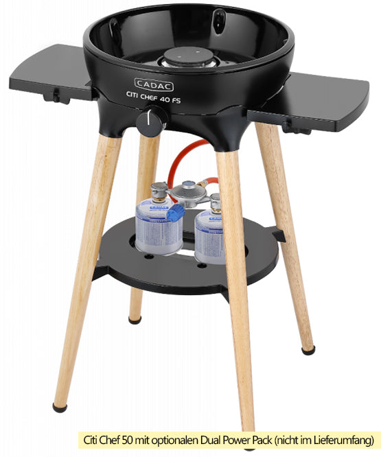 Gassgrill Citi Chef 40 FS BBQ/Dome matt black med åpnet lokk