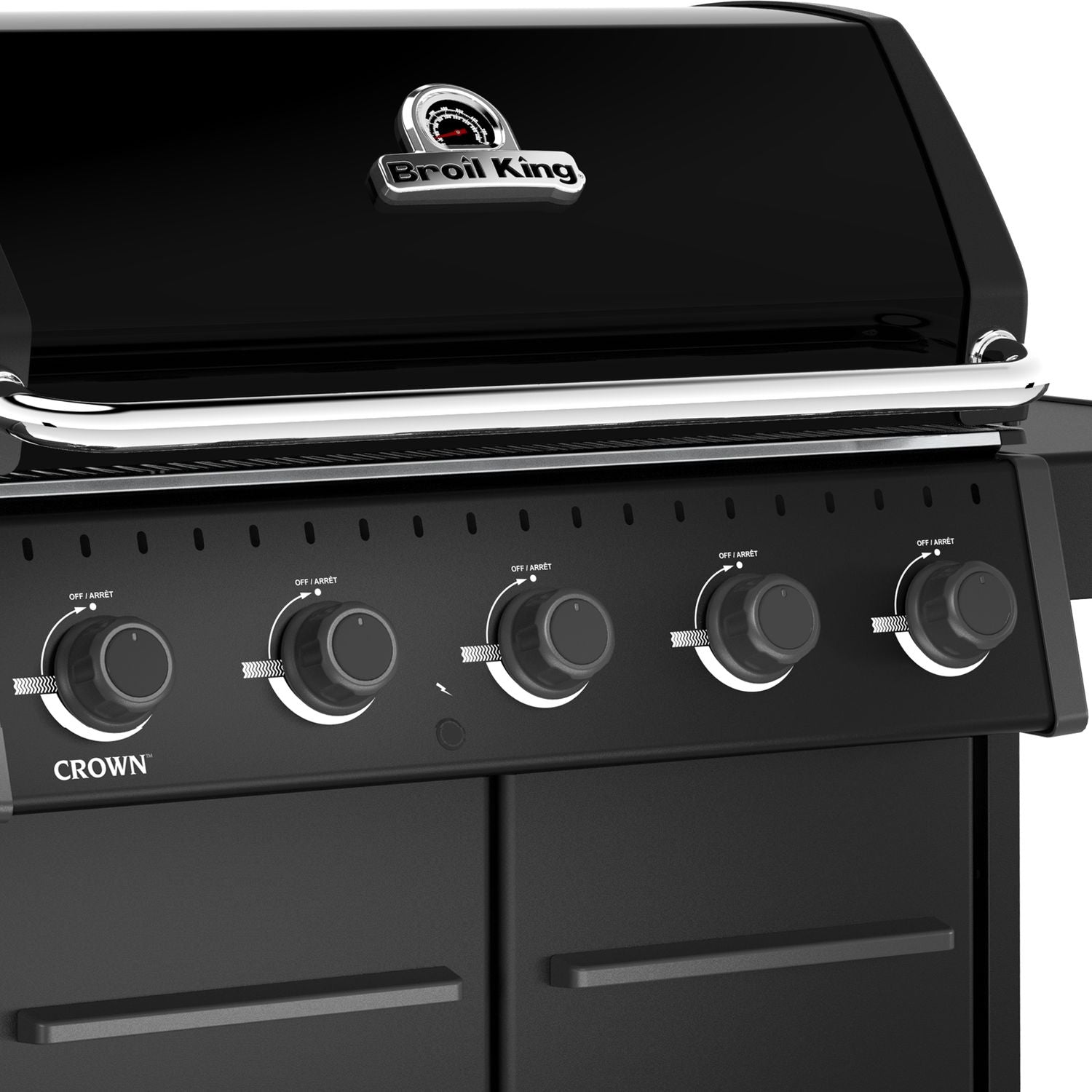 Montert Gassgrill Crown 520 Shadow med åpnet lokk