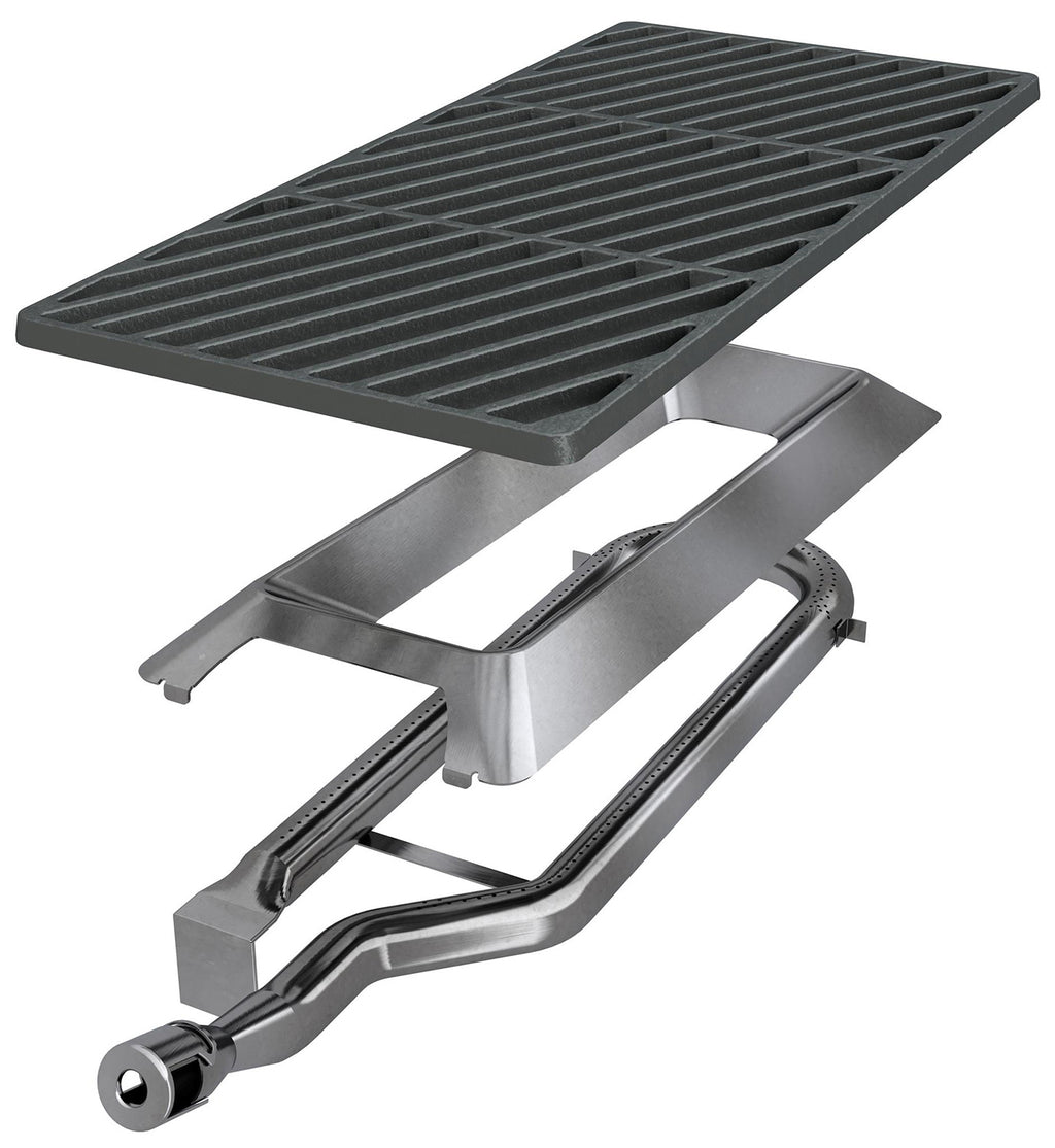 Nærbilde av gusseisengrillflate på Gassgrill Dualchef 325 G 3 brennere med sidebrenner
