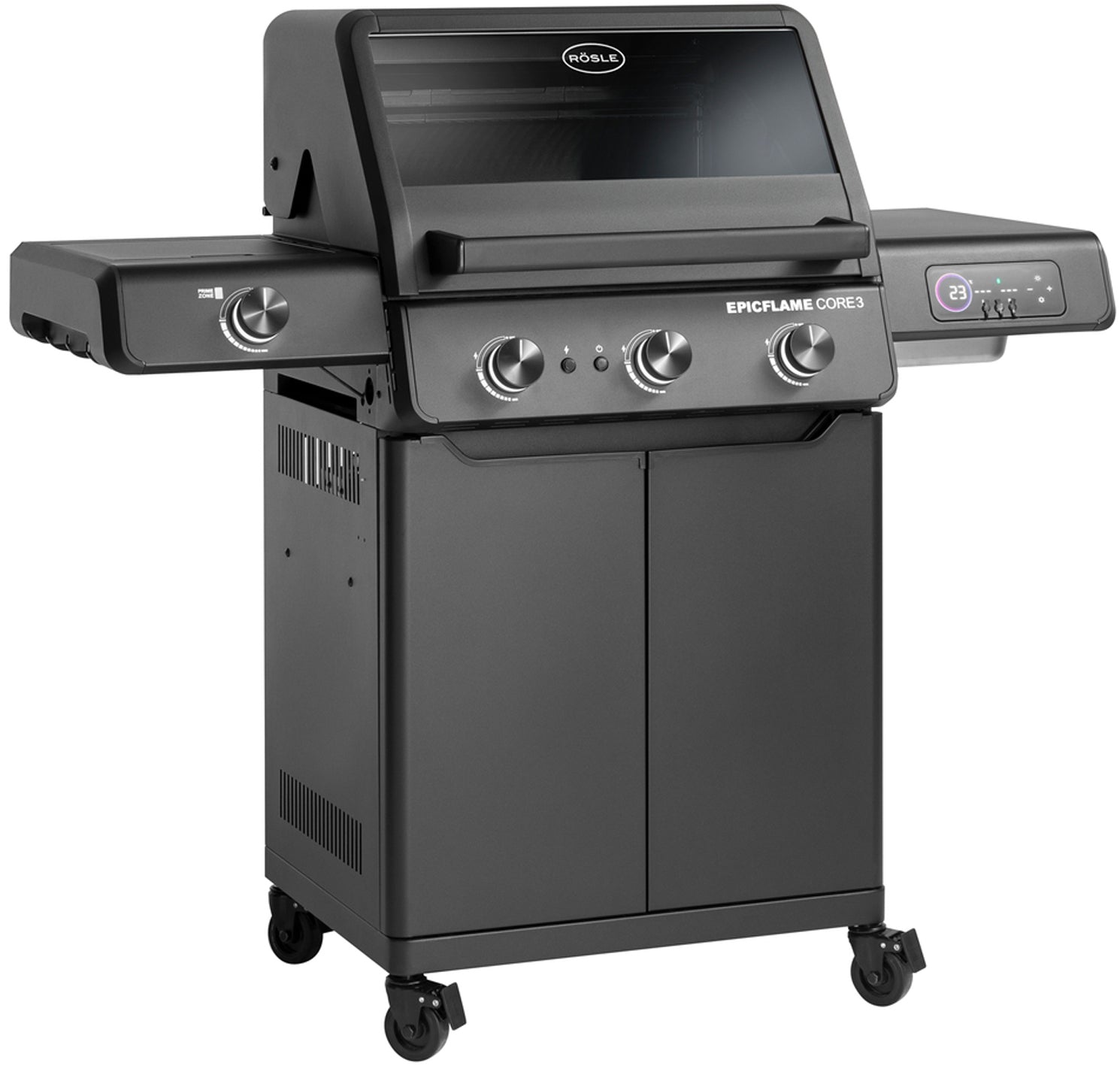 Gassgrill EPICFLAME Core 3 brennere støpejernsrist forfra