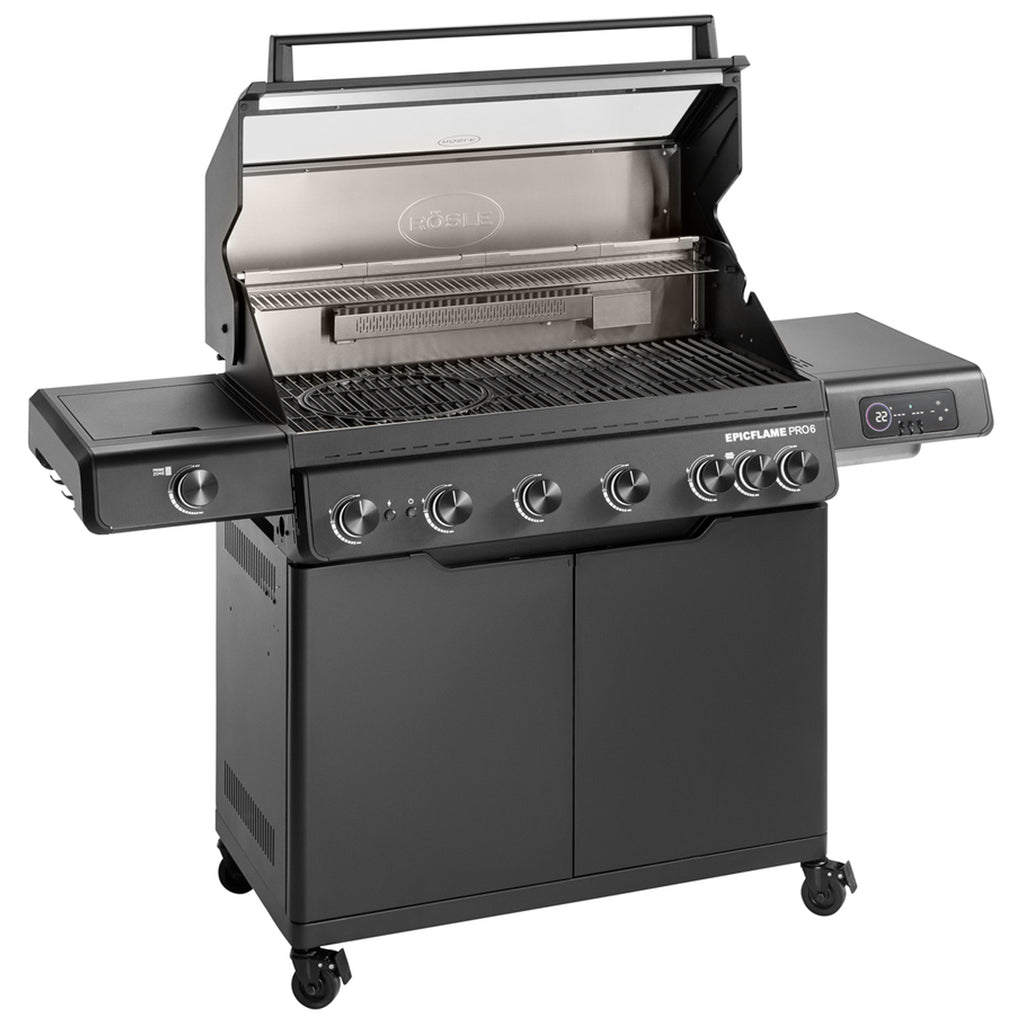 Gassgrill EPICFLAME Pro 6 brennere bakbrenner støpejern bakside