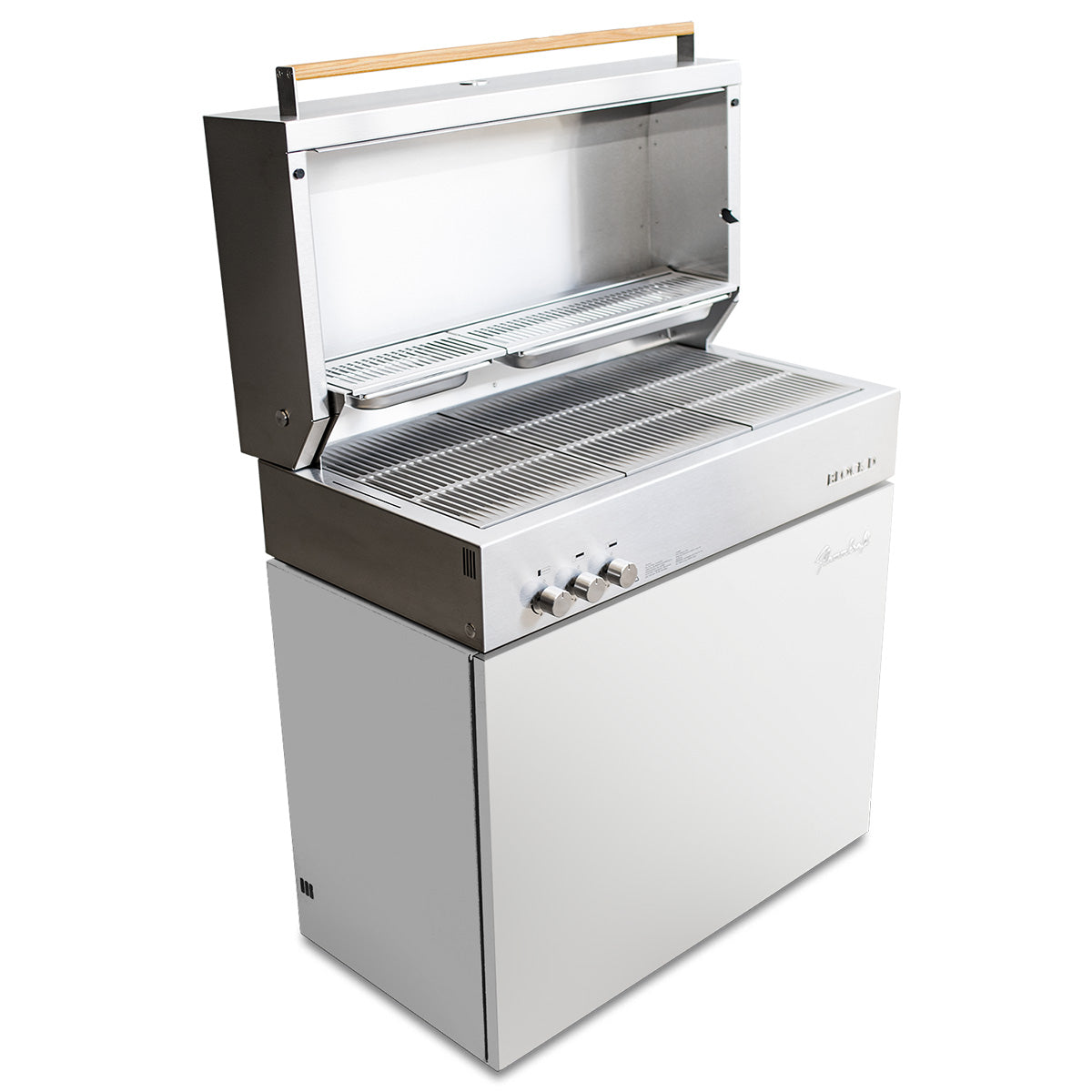 Bakside av Gassgrill Flammkraft Block D Gen. 5 elfenbenshvit