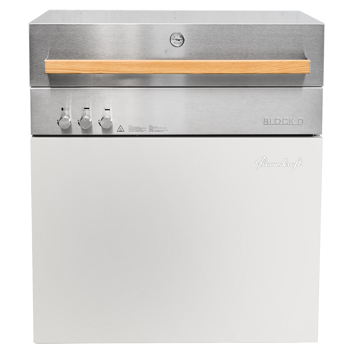 Montert Gassgrill Flammkraft Block D Gen. 5 elfenbenshvit på uteplass