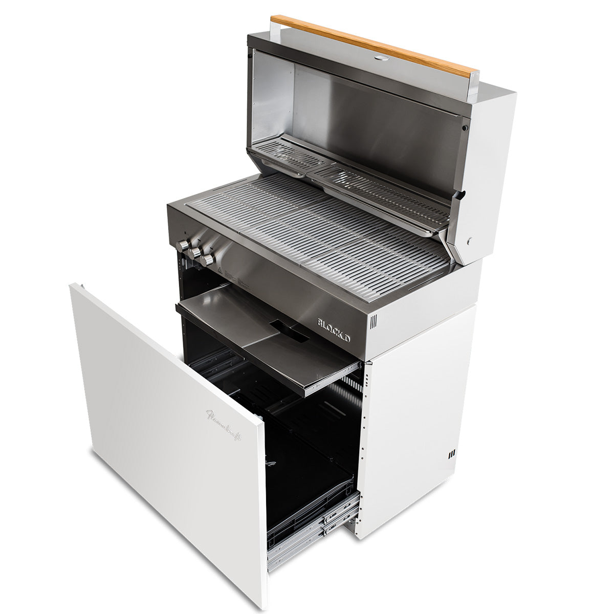 Nærbilde av kontrollpanel på Gassgrill Flammkraft Block D Gen. 5 elfenbenshvit