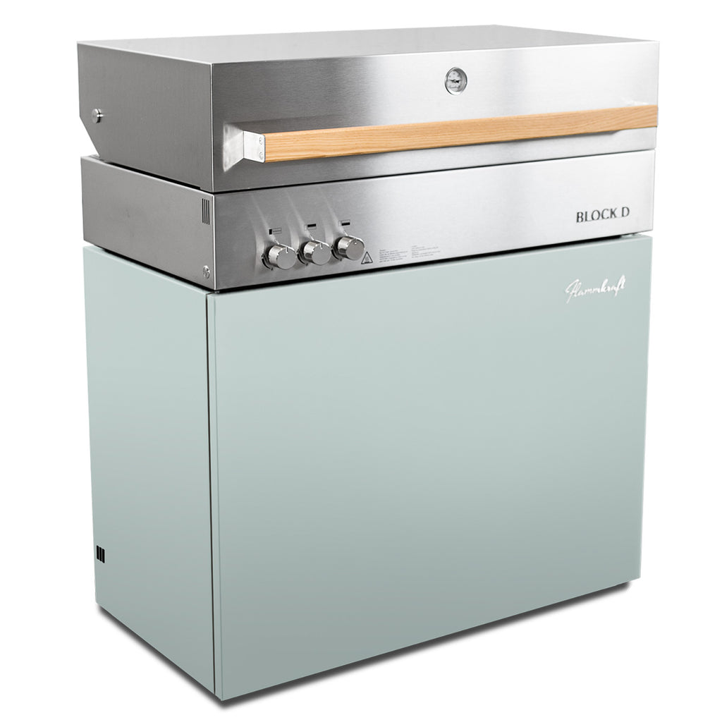 Detaljbilde av Gassgrill Flammkraft Block D Gen. 5 Pool 2 brennere i rustfritt stål