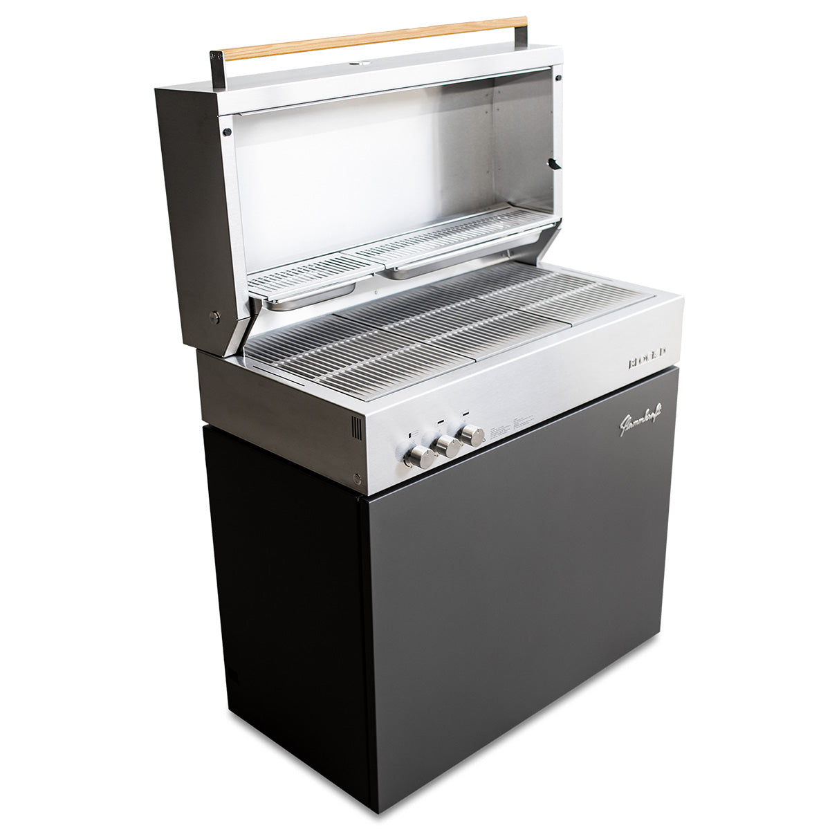Bakside av Gassgrill Flammkraft Block D Gen. 5 Tiefumbra rustfritt stål