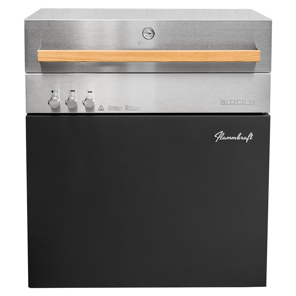 Montert Gassgrill Flammkraft Block D Gen. 5 Tiefumbra rustfritt stål på uteplass