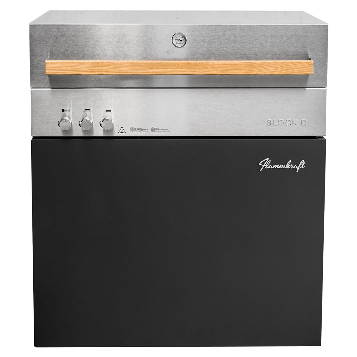 Montert Gassgrill Flammkraft Block D Gen. 5 Tiefumbra rustfritt stål på uteplass