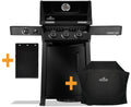 Gassgrill Freestyle 365 svart med sidebrenner inkl. grilltrekk forfra