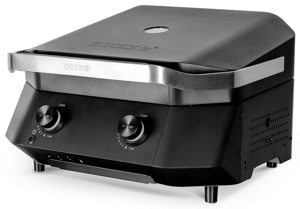 Gassgrill G-500 kompakt 2 brennere 5 kW bordgrill fra Cozze forfra