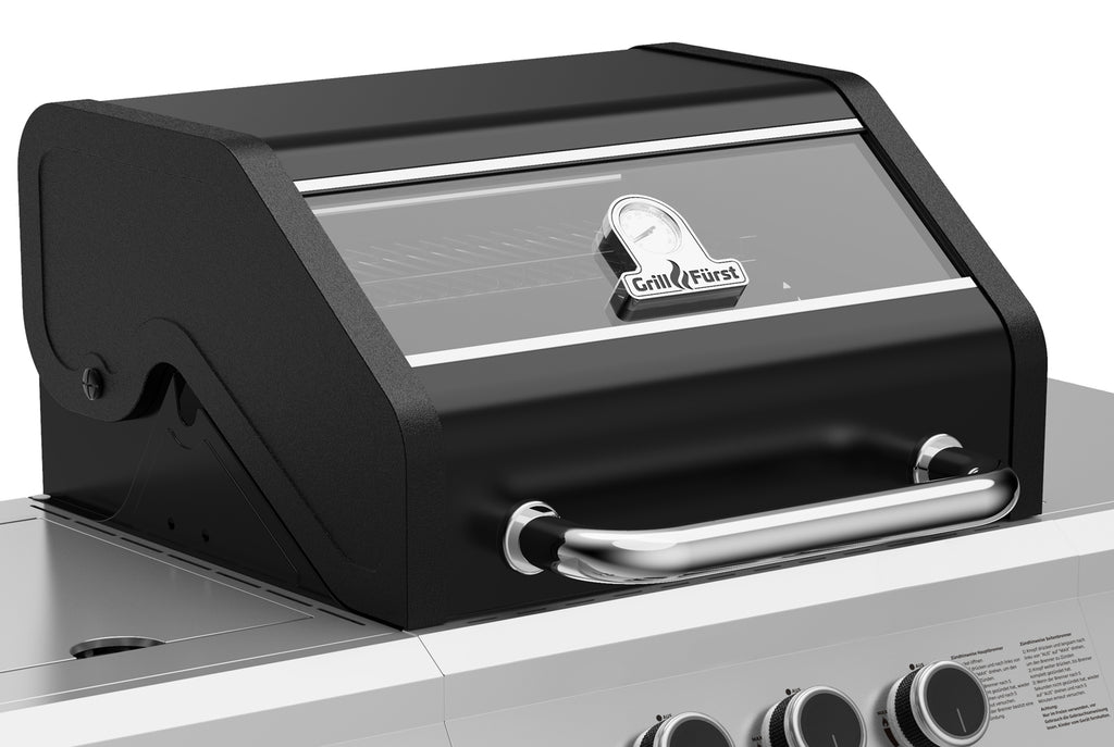 Nærbilde av sidebrenner på Gassgrill G210E