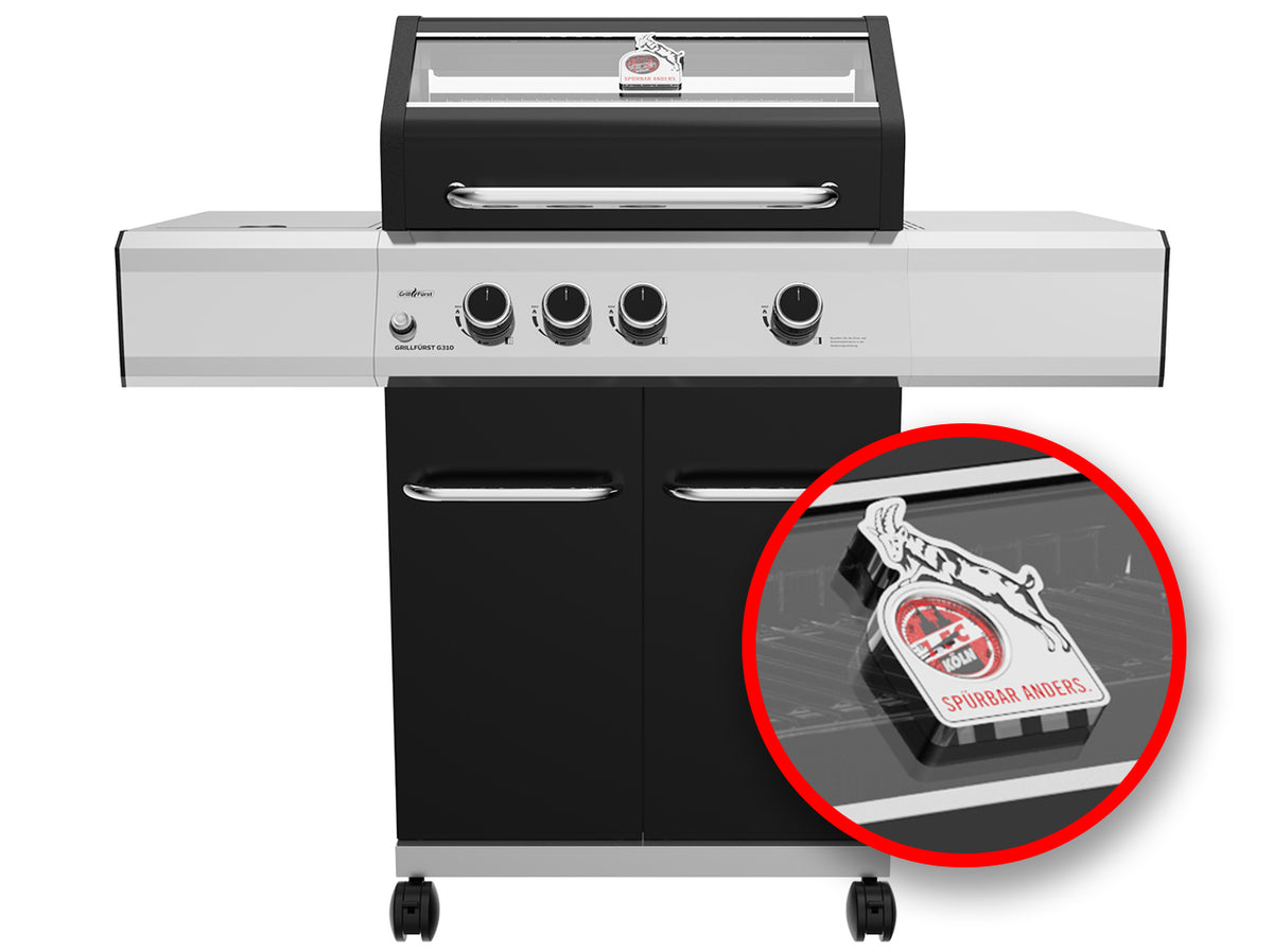 Gassgrill G310G 3 brennere støpejernsrist 1. FC Köln forfra