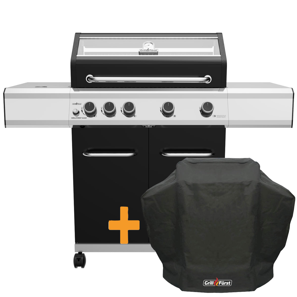 Gassgrill G410E 4 brennere rustfritt stål rist forfra