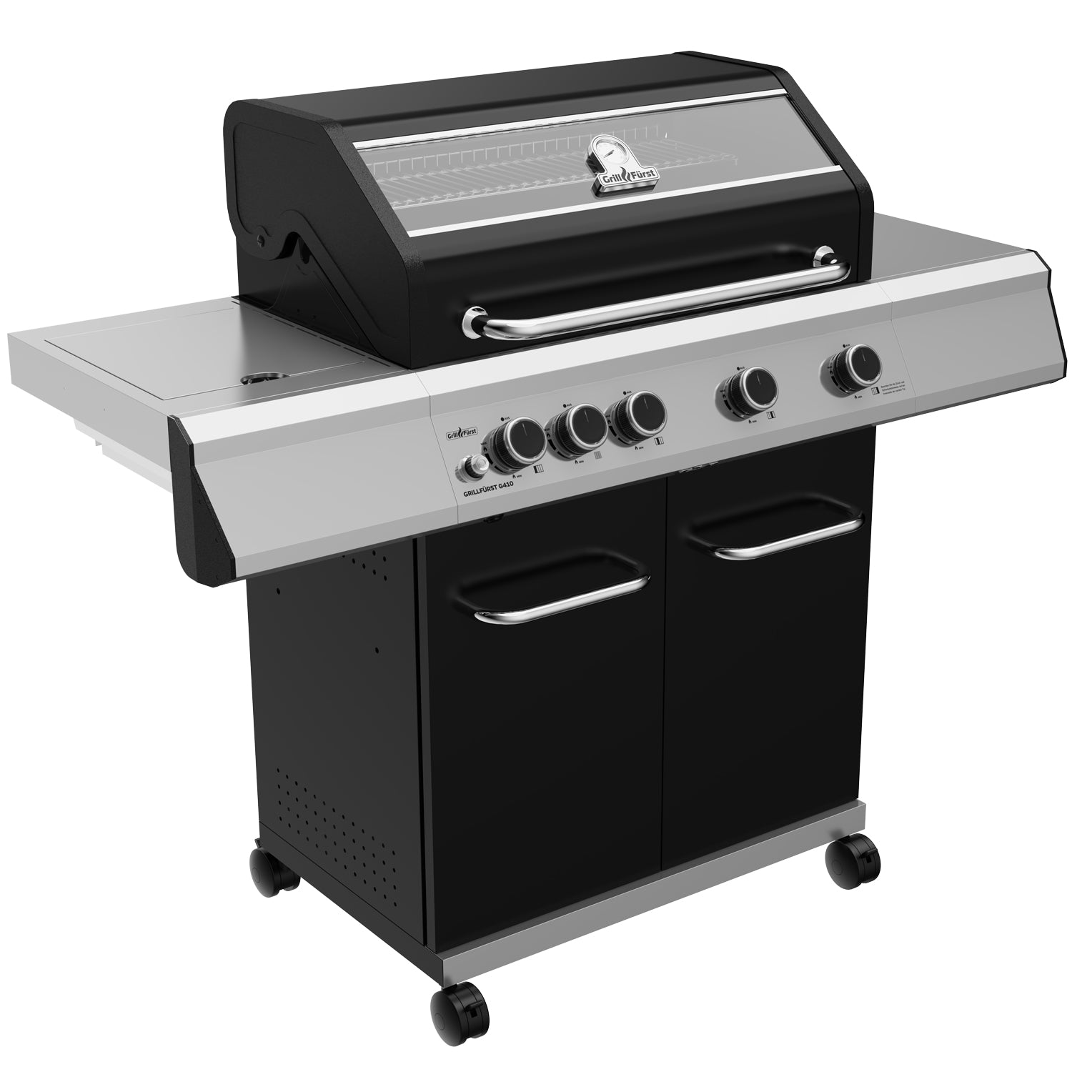 Gassgrill G410E detalj av rustfritt stål rist