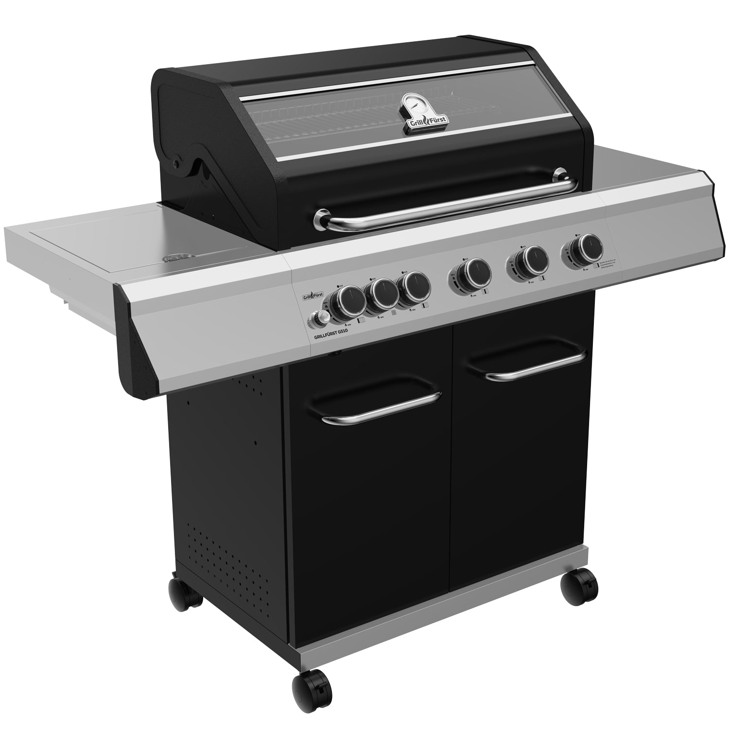Gassgrill G510G 5 brennere støpejernsrist detalj av brennere