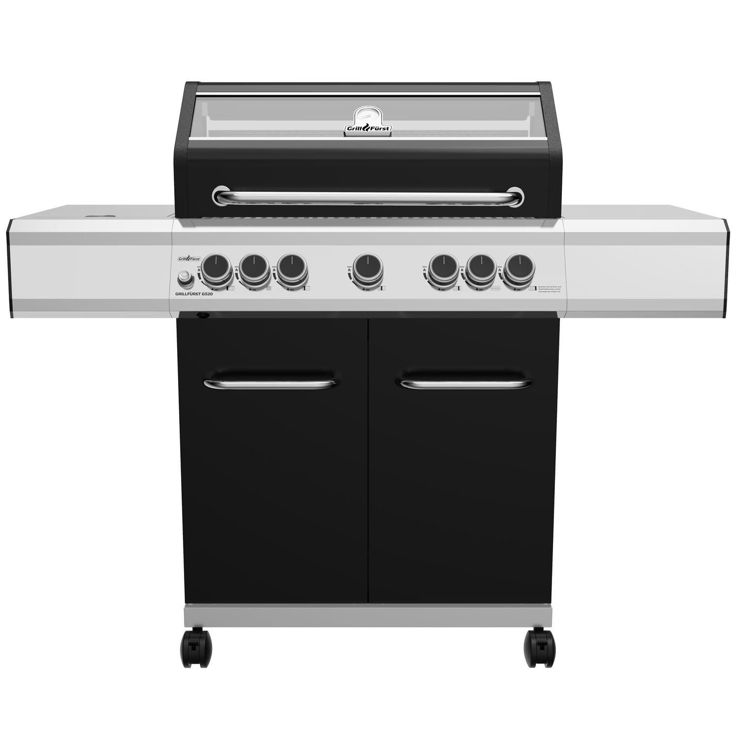 Gassgrill G520G 5 brennere bakbrenner støpejernsrist bakside