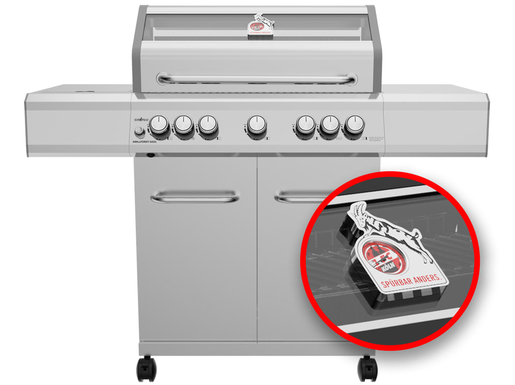 Gassgrill G521G 5 brennere rustfritt stål bakbrenner Grillfürst forfra