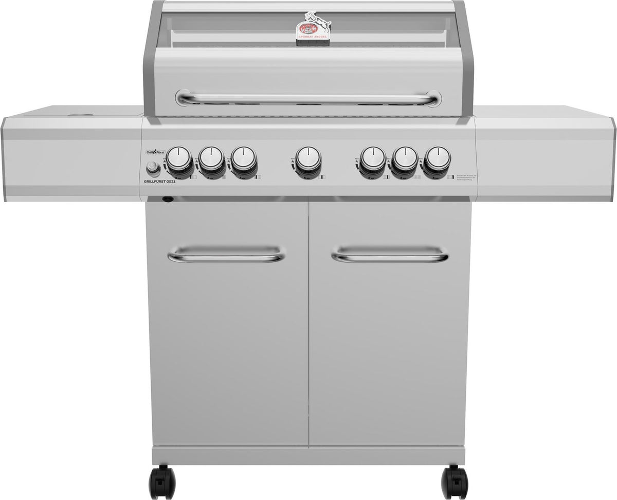Gassgrill G521G 5 brennere rustfritt stål bakbrenner Grillfürst bakside