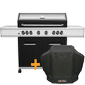Gassgrill G620E 6 brennere bakbrenner rustfritt stål rist forfra