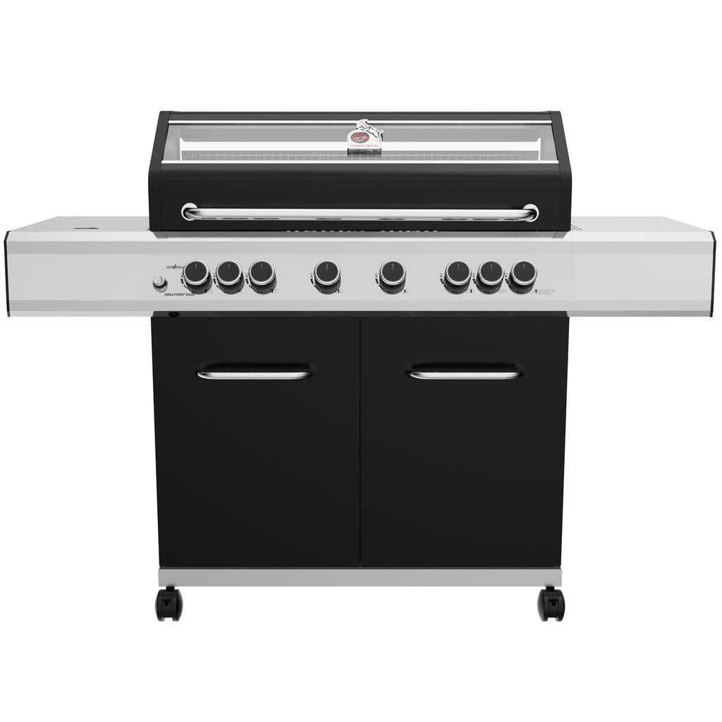 Bakside av Gassgrill G620G 6 brennere støpejernsrist 1. FC Köln