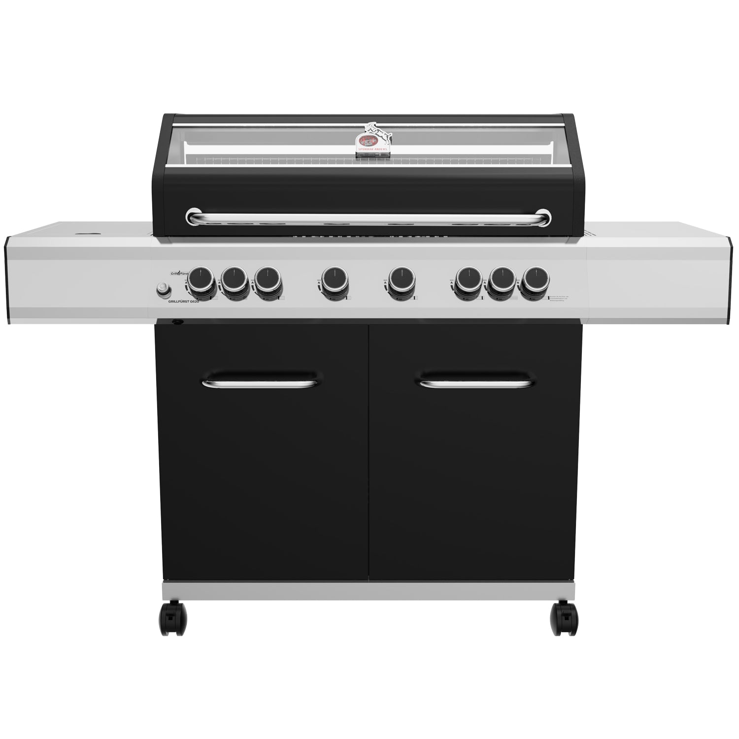 Bakside av Gassgrill G620G 6 brennere støpejernsrist 1. FC Köln