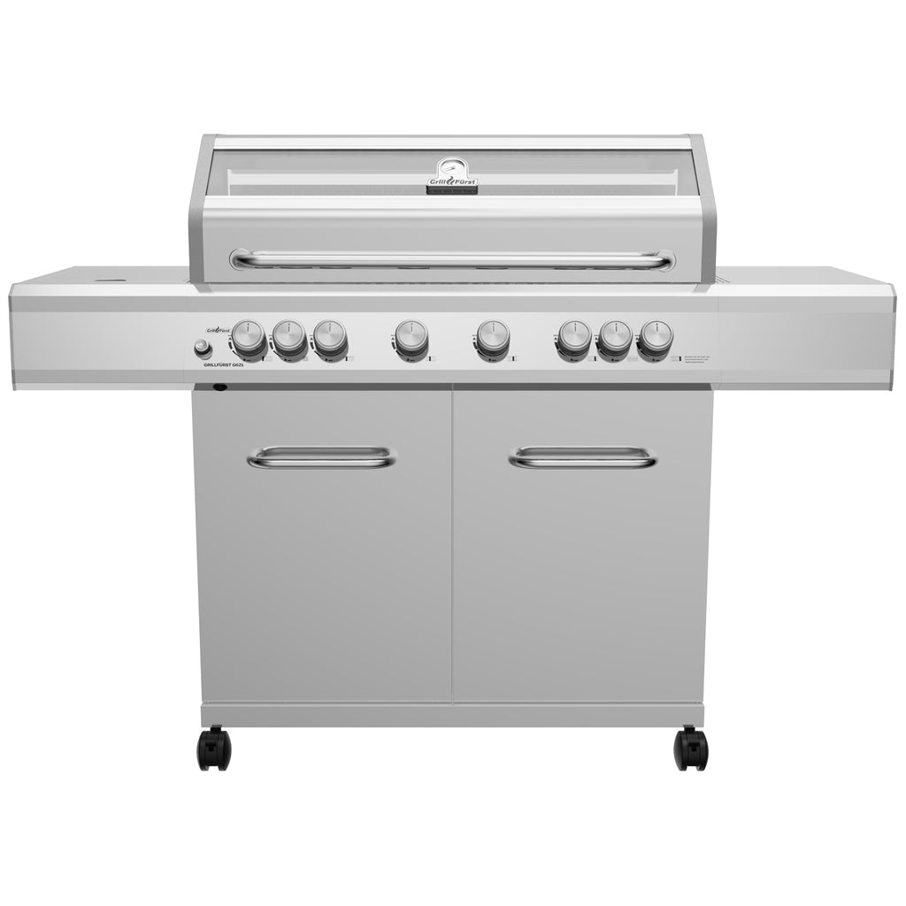Gassgrill G621G rustfritt stål 6 brennere bakside