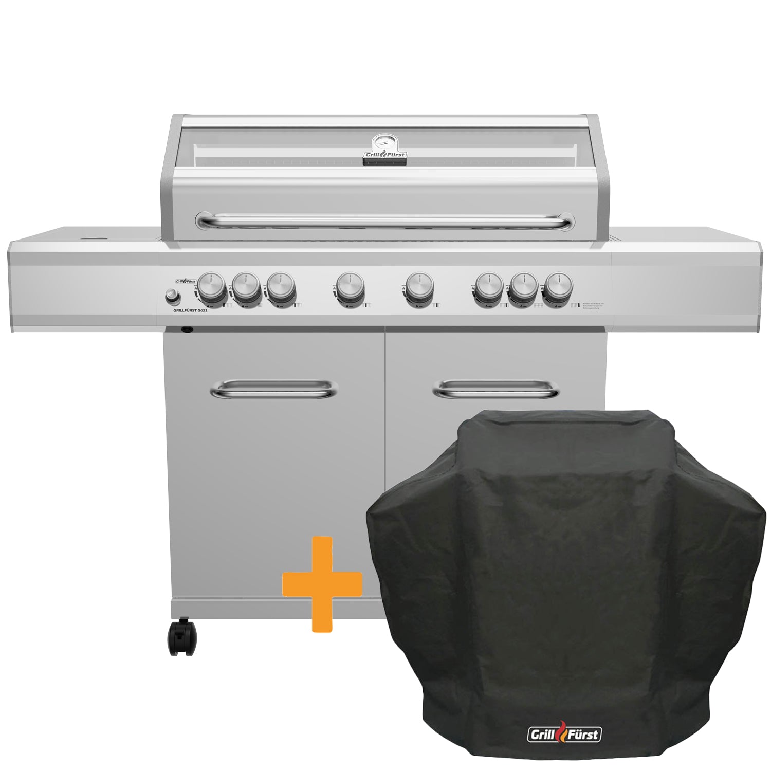 Gassgrill G621G rustfritt stål 6 brennere forfra